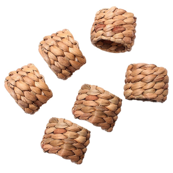 Water Hyacinth Woven Napkin Ring,Handmade Braided Grass Napkin Ring,Farmhouse Serviette Buckle Holder for Xmas,Daily Use